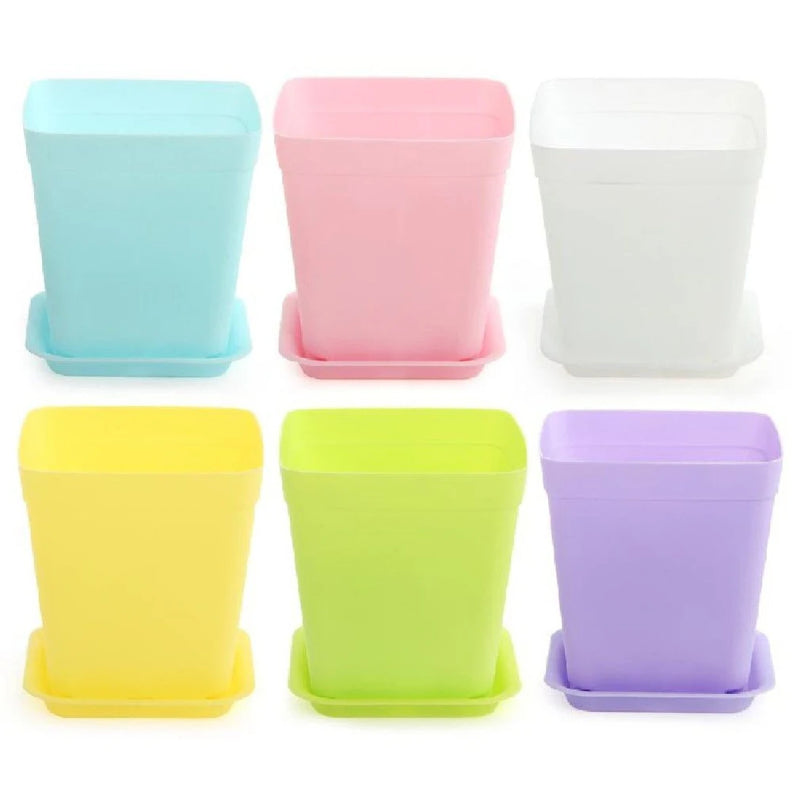 Multi Color Plastic Square Flower Pots