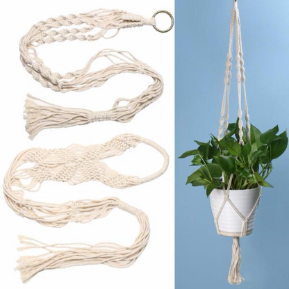Vintage Knotted Green Plant Hanger Basket