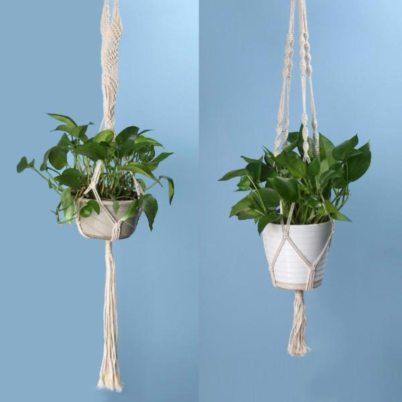 Vintage Knotted Green Plant Hanger Basket