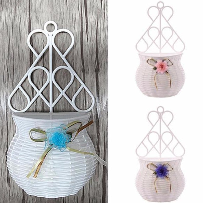 Handmade White Wall Mount Flower Basket