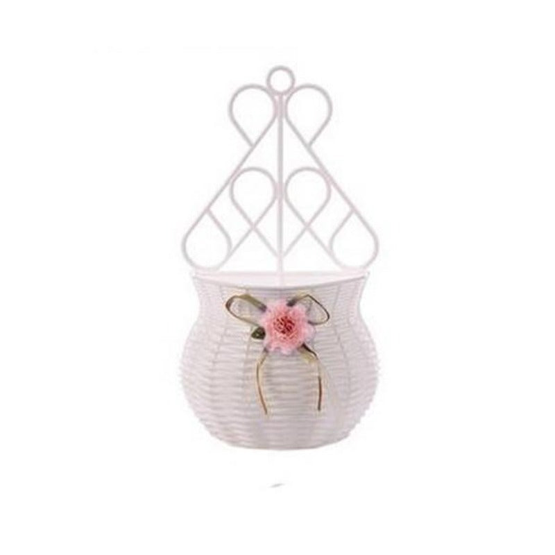 Handmade White Wall Mount Flower Basket