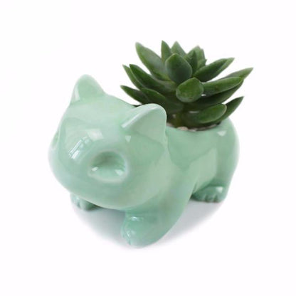 Pokemon Bulbasaur Green And White Ceramic Flowerpot